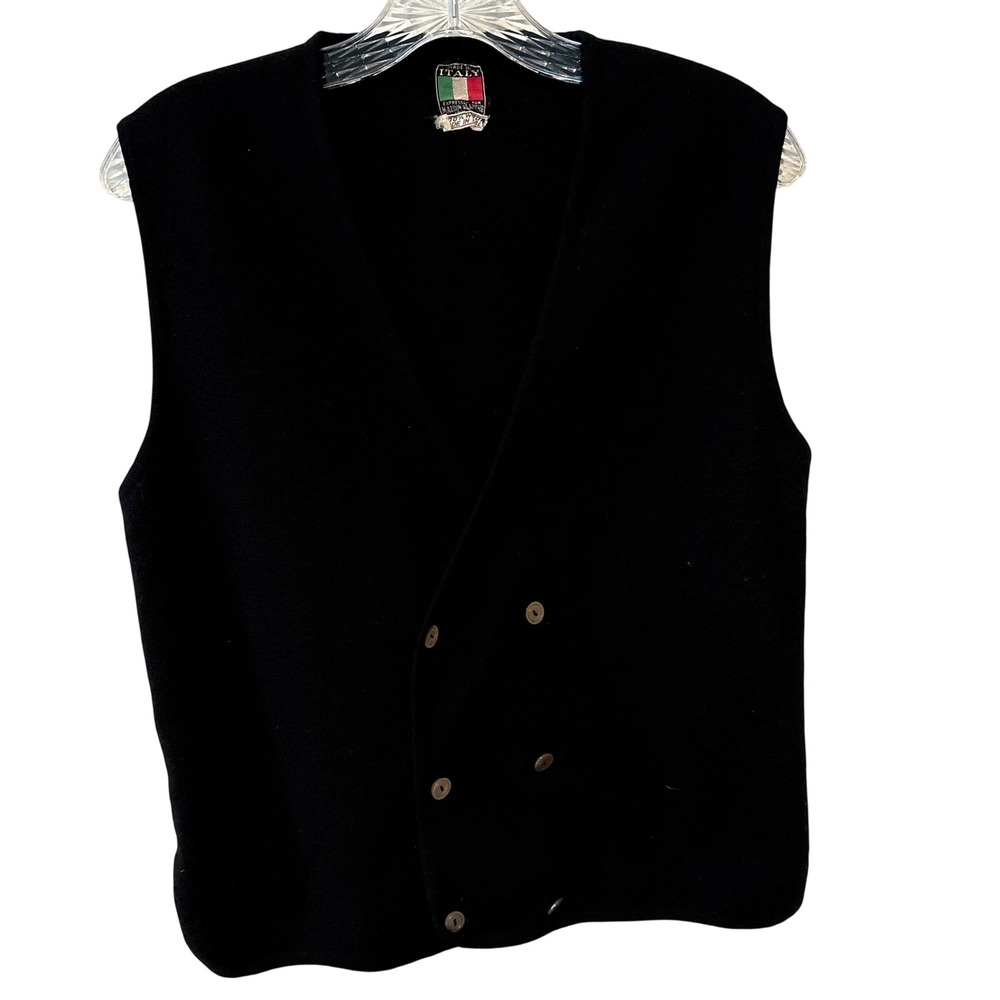 Maison Blanche Vintage Black Wool Double Breasted Sweater Vest in Size M